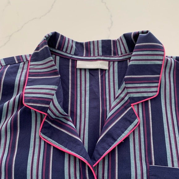 Nordstrom XL Navy Striped 100% Cotton Pajama Set New no Tag - Picture 5 of 16